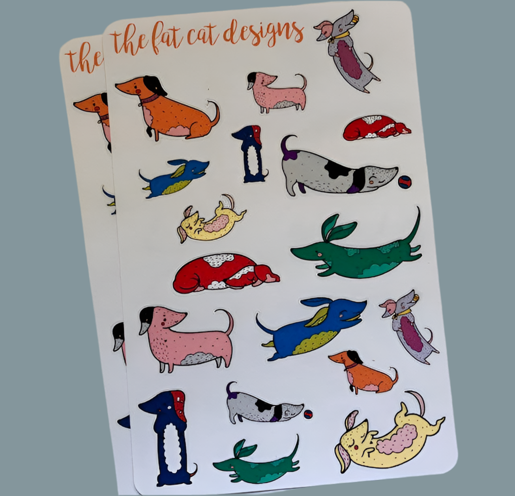 Colorful Dachshunds Doxie Planner Stickers for personal planners, notebooks or Bullet Bujo Journal