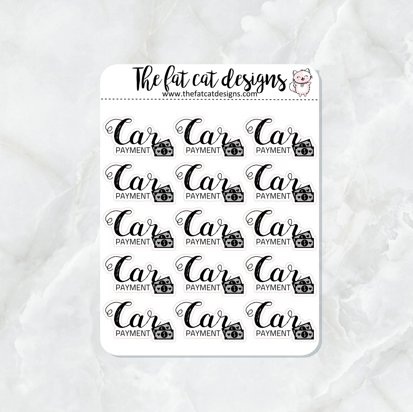 Car Payment Reminder Script Planner Stickers for Happy Planner Hobonichi Printpression Travelers Notebook