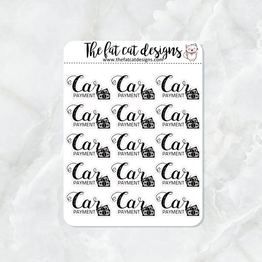 Car Payment Reminder Script Planner Stickers for Happy Planner Hobonichi Printpression Travelers Notebook