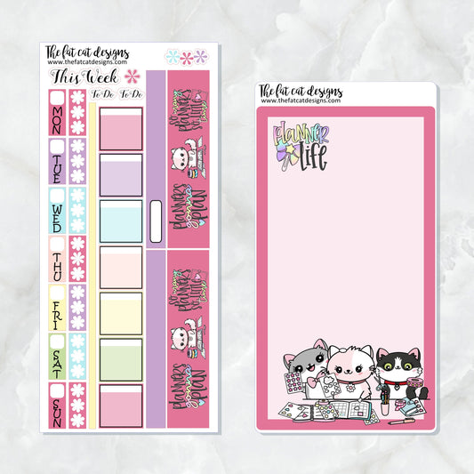 Planner Life Flora Lily and Bud Cat Planner Stickers for the Hobonichi Weeks