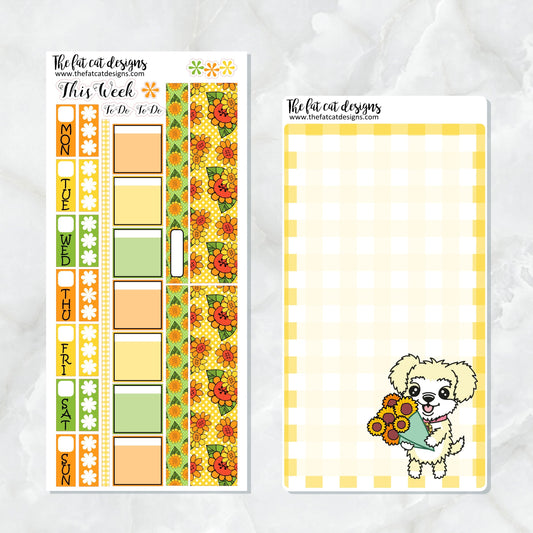Sunny loves Sunflowers Planner Stickers for the Hobonichi Weeks