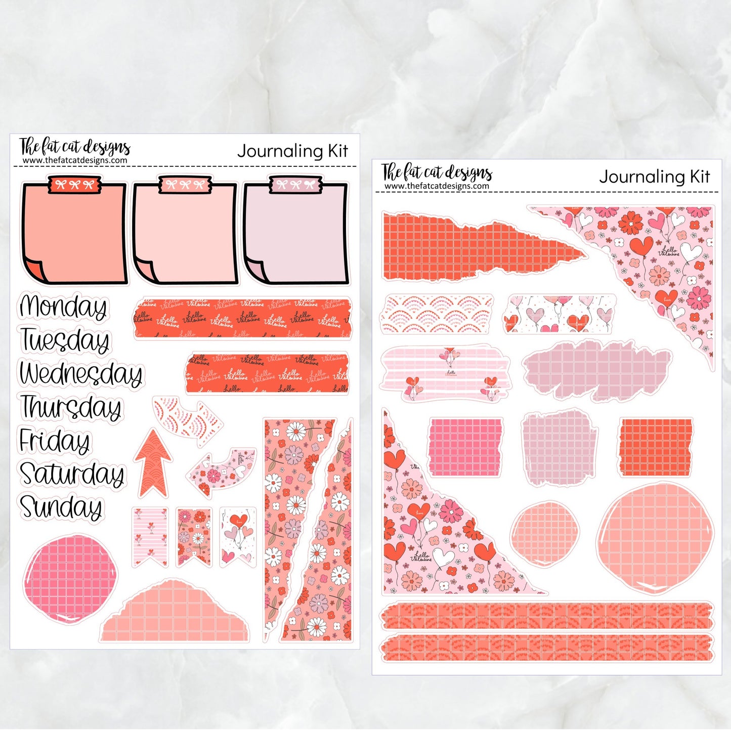 Hello Valentine Journaling Kit for Hobonichi Bullet Journals Planner Stickers