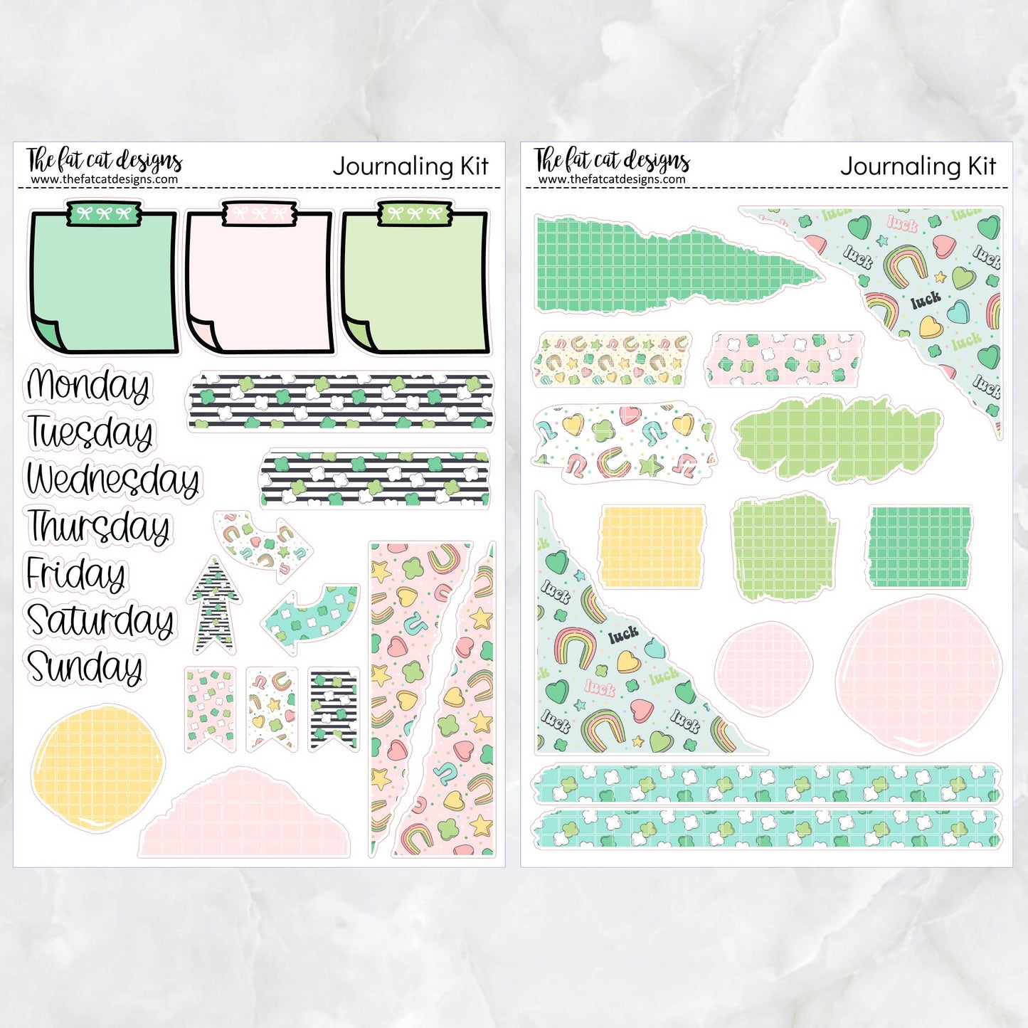 Lucky Clovers Journaling Kit for Hobonichi Bullet Journals Planner Stickers