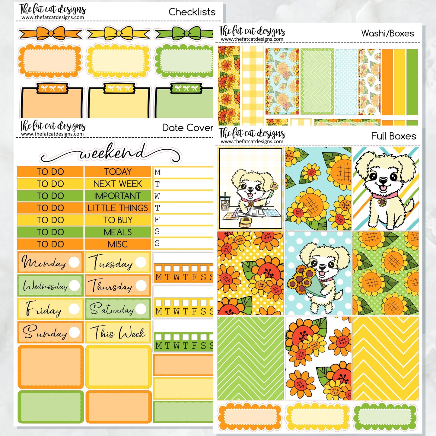 Sunny Loves Sunflowers Planner Stickers Standard Weekly Kit