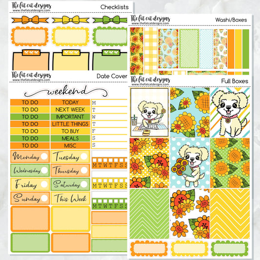 Sunny Loves Sunflowers Planner Stickers Standard Weekly Kit