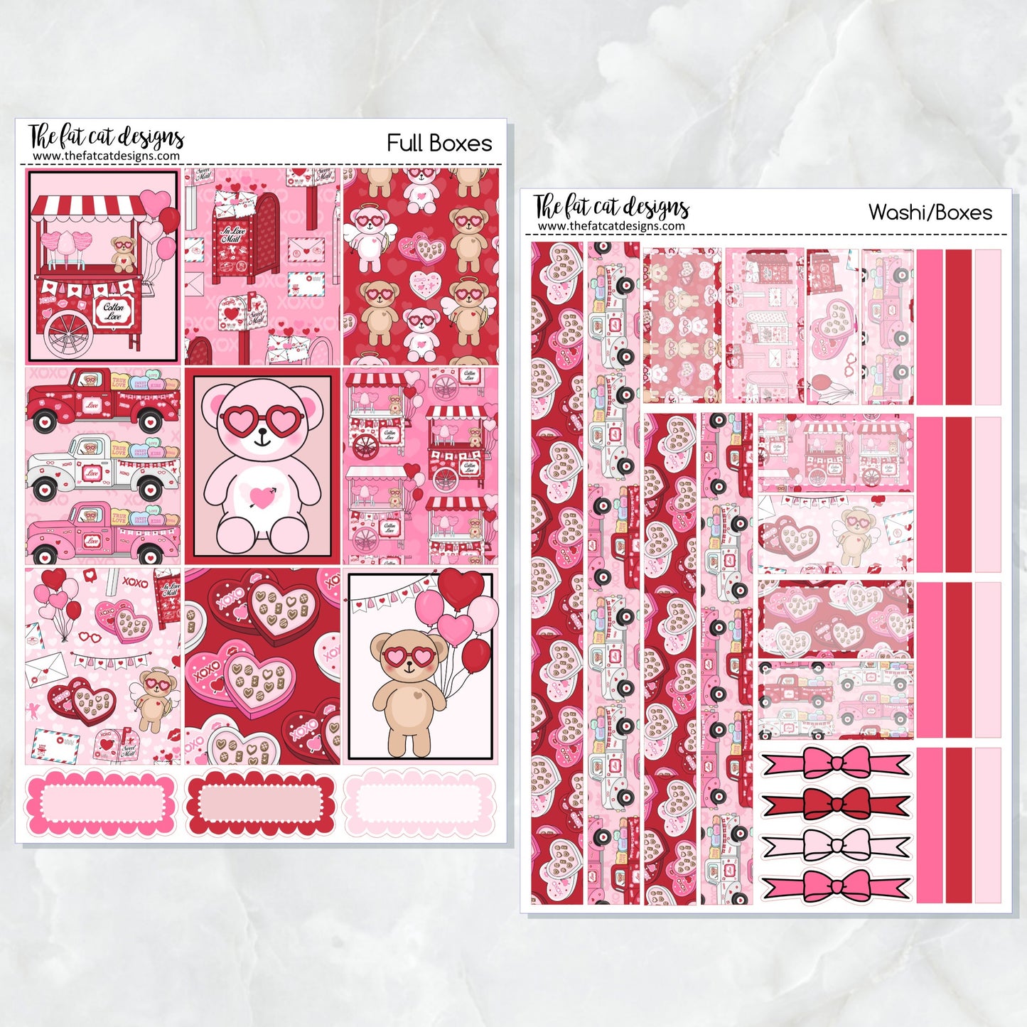 Valentine Bears Planner Stickers Standard Weekly Kit