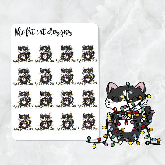 Bud wrapped in Christmas lights Die Cut and Sticker Sheet Set for Personal Planner Happy Planner Bullet Journal Travelers Notebooks