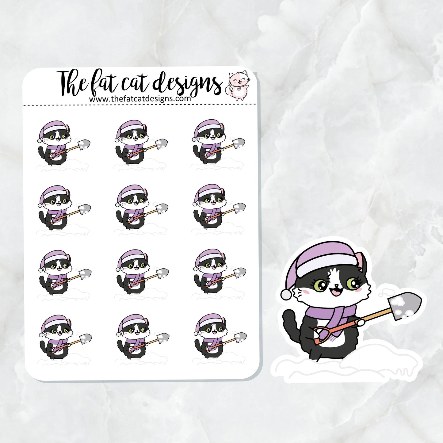 Bud Shovels the Snow Exclusive Cat Die Cut Sticker Sheet