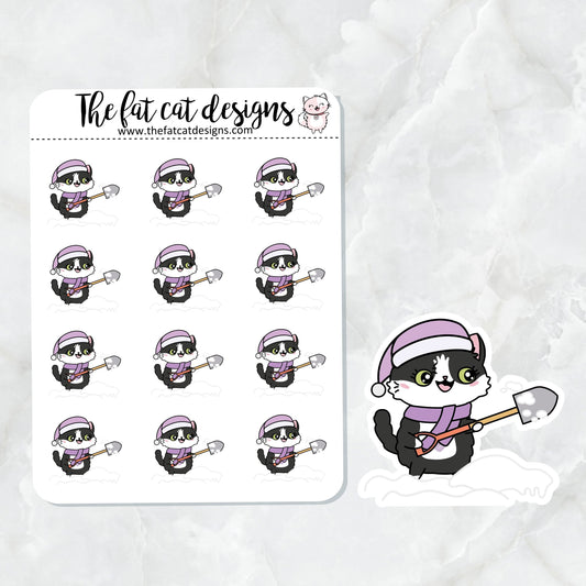 Bud Shovels the Snow Exclusive Cat Die Cut Sticker Sheet