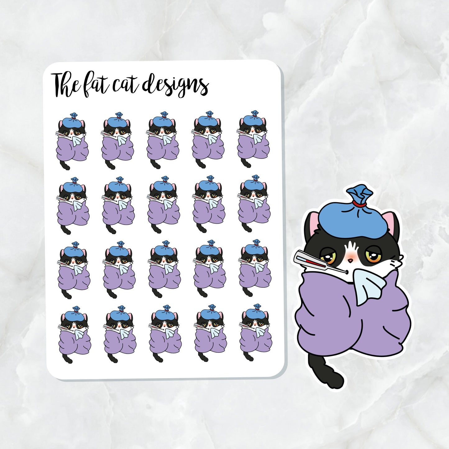 Bud Sick Day Die Cut and Sticker Sheet Set for Personal Planner Happy Planner Bullet Journal Travelers Notebooks