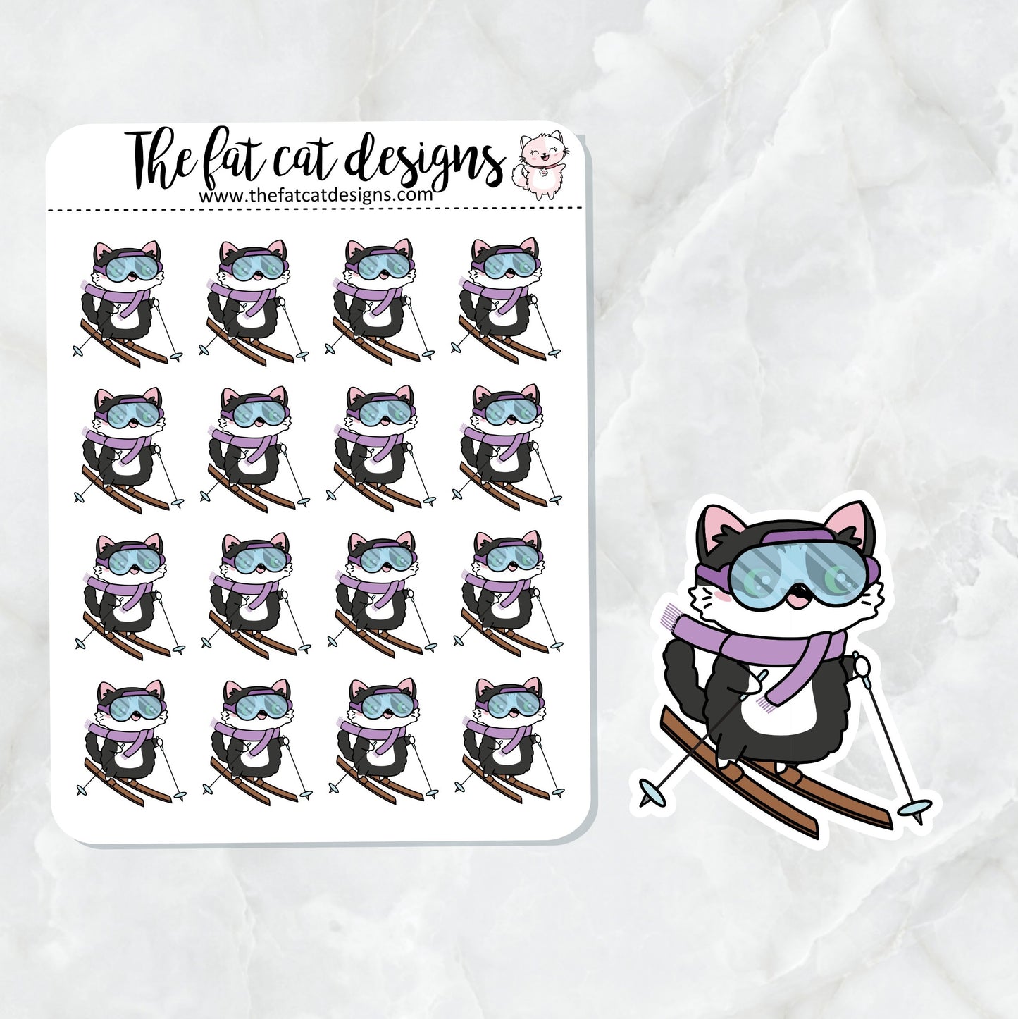 Bud Loves to Snow Ski Exclusive Cat Die Cut Sticker Sheet