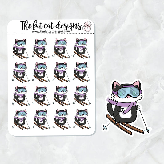 Bud Loves to Snow Ski Exclusive Cat Die Cut Sticker Sheet