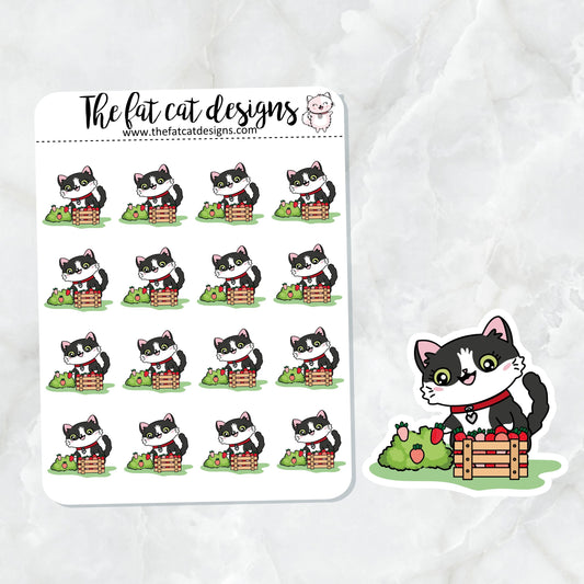 Bud goes Strawberry Picking Exclusive Cat Die Cut Sticker Sheet