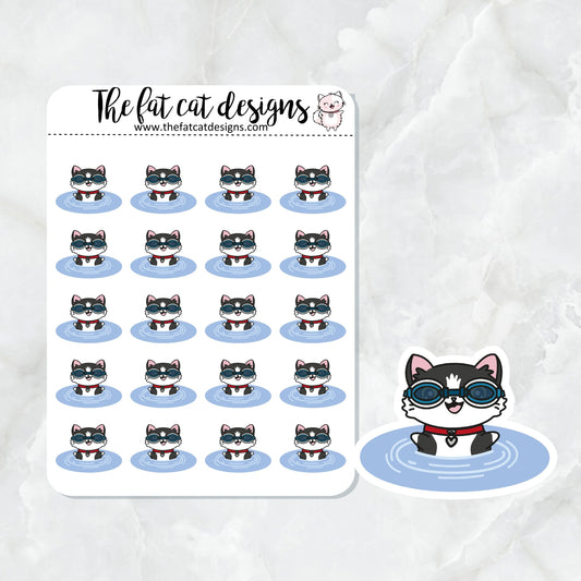 Bud Loves Swimming Exclusive Cat Die Cut Sticker Sheet