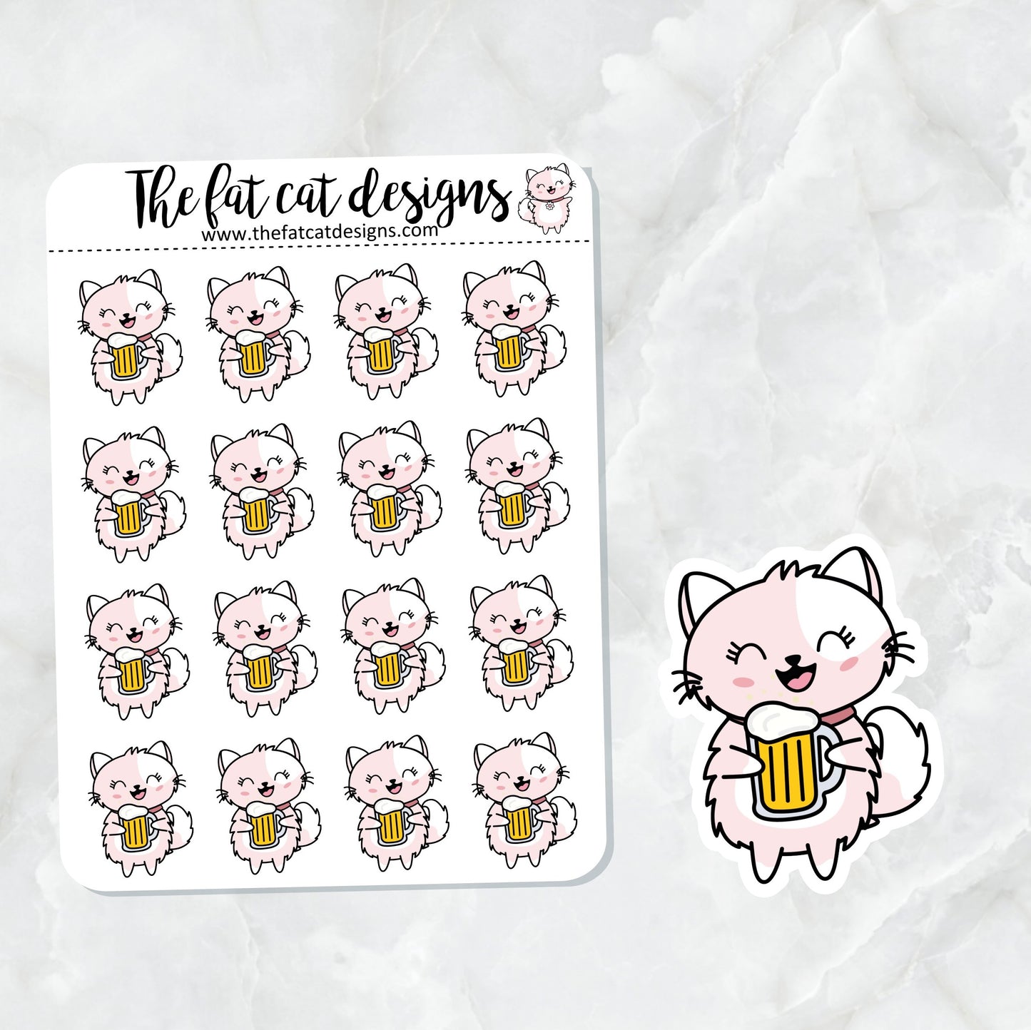 Flora loves Beer Exclusive Cat Die Cut Sticker Sheet