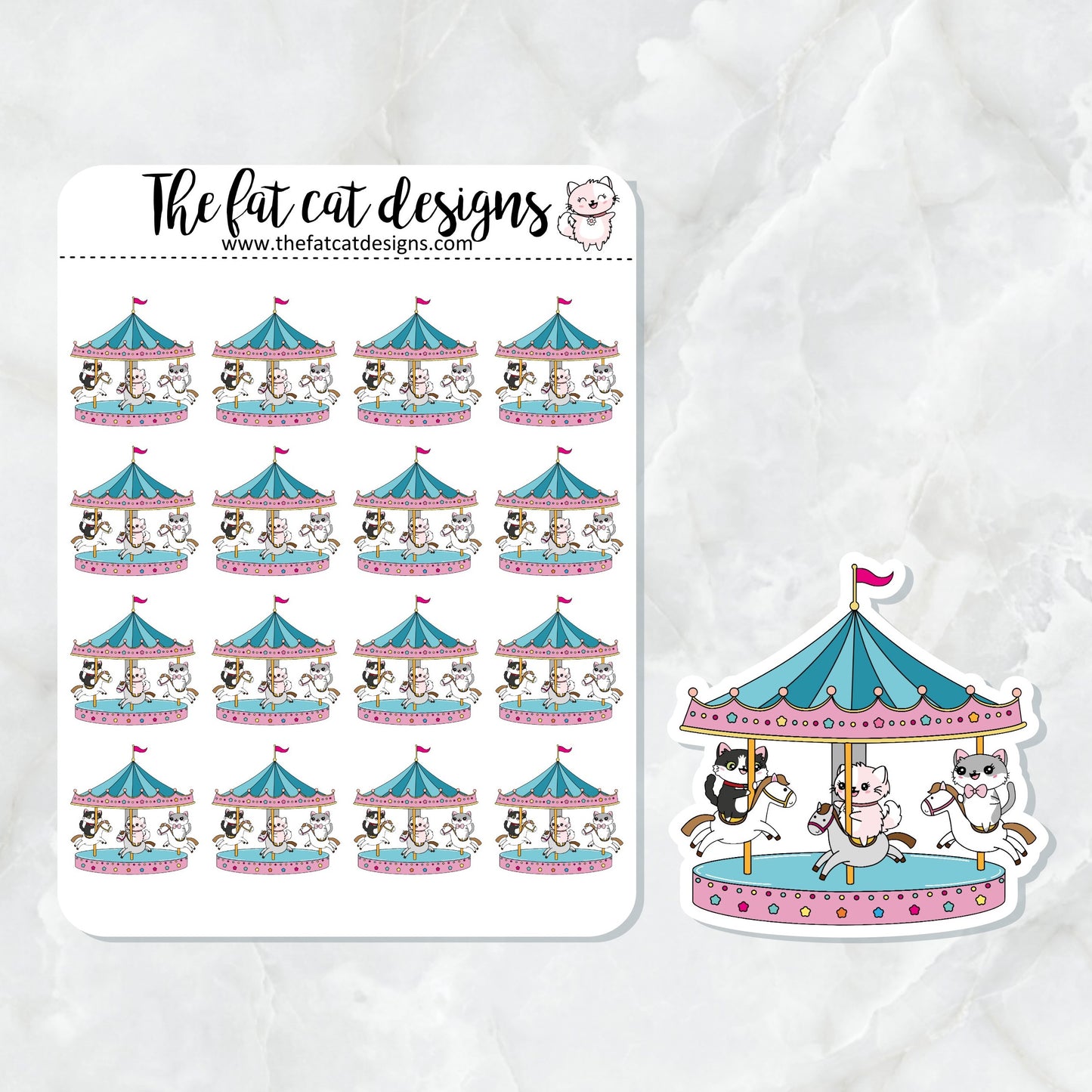 Flora Lily and Bud Carousel Ride Exclusive Cat Die Cut Sticker Sheet