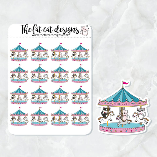 Flora Lily and Bud Carousel Ride Exclusive Cat Die Cut Sticker Sheet