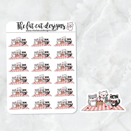 Flora Lily and Bud Strawberry Picnic Exclusive Cat Die Cut Sticker Sheet