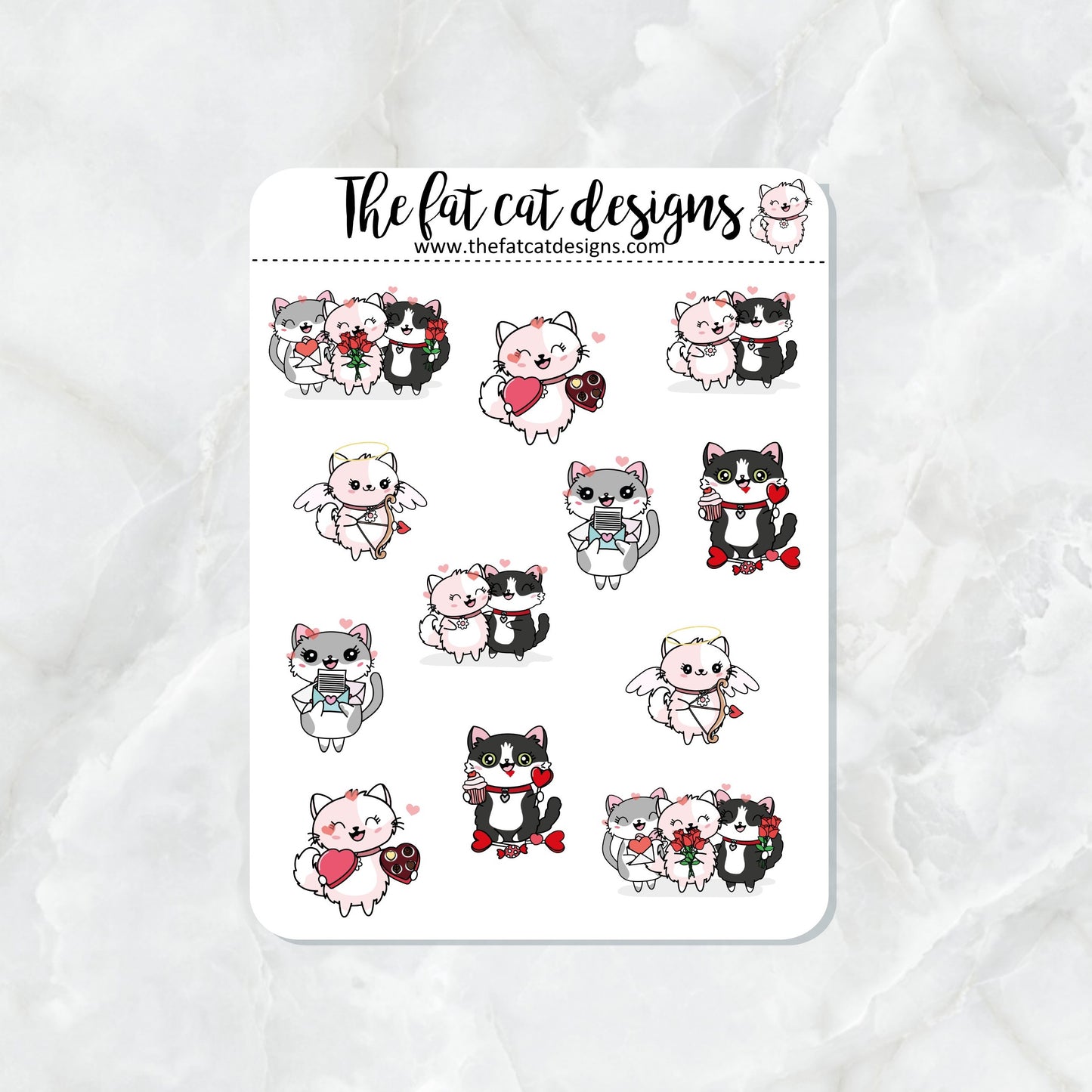 Flora Lily and Bud Valentines Variety Exclusive Cat Planner Sticker Sheet