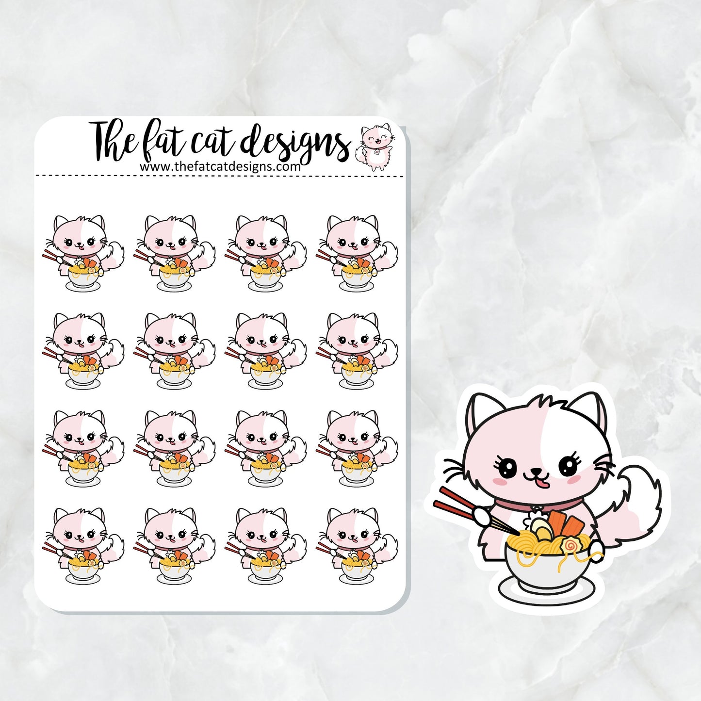 Flora Loves Ramen Noodles Exclusive Cat Die Cut Sticker Sheet