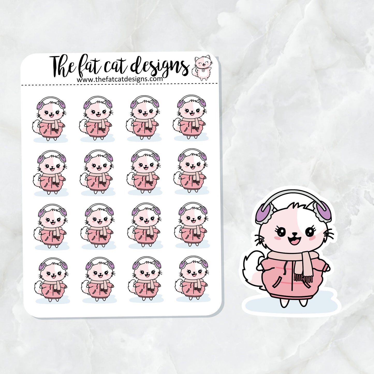 Flora Bundles Up for Winter Exclusive Cat Die Cut Sticker Sheet
