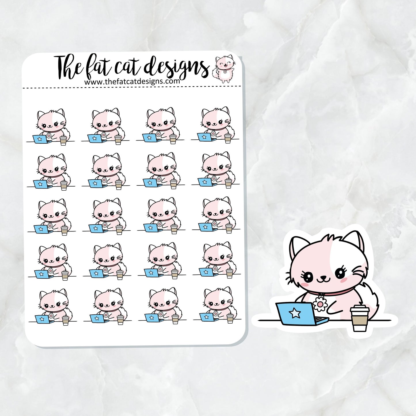 Flora works at her desk Die Cut and Sticker Sheet Set