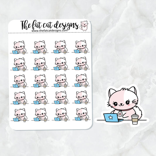 Flora works at her desk Die Cut and Sticker Sheet Set