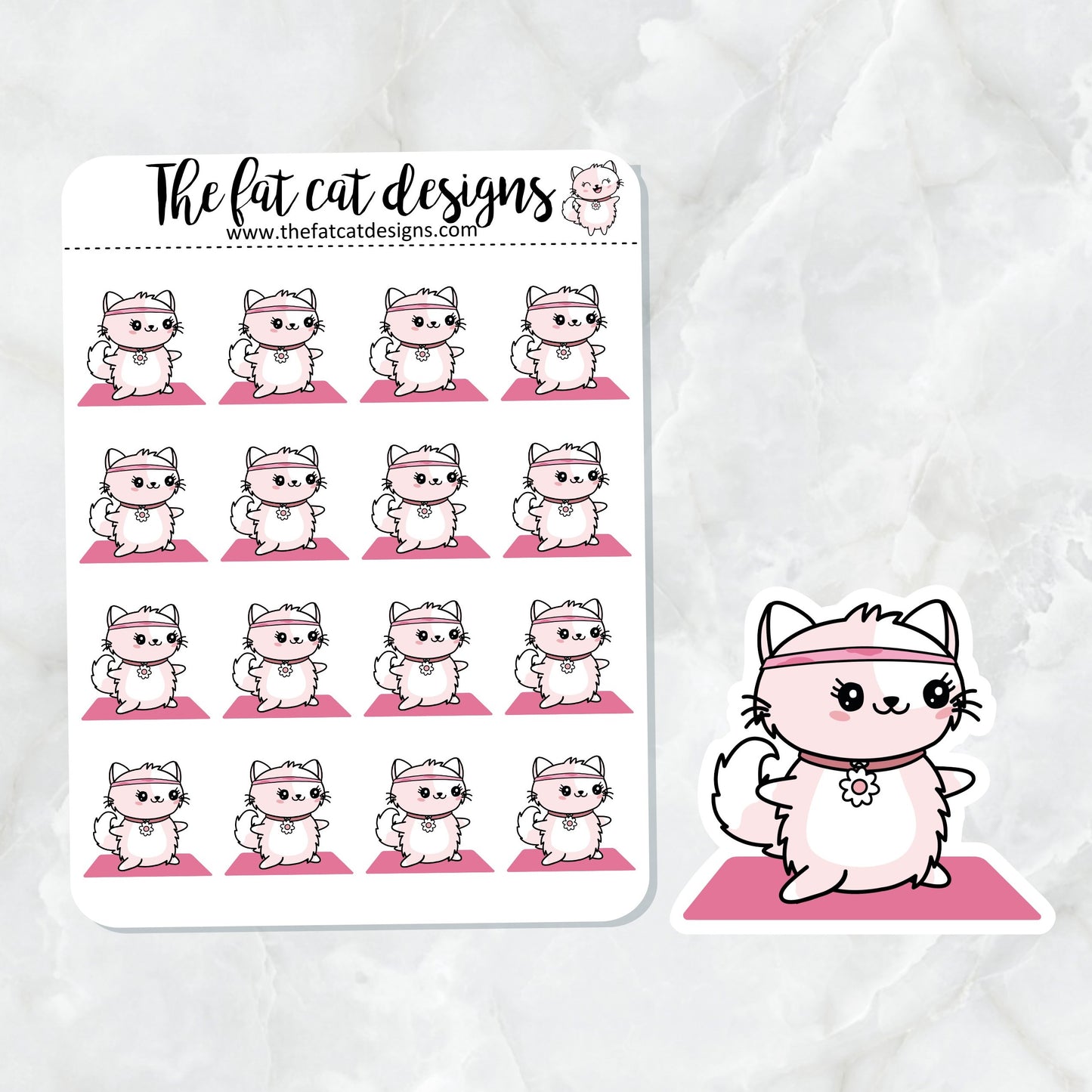 Flora loves Yoga Exclusive Cat Die Cut Sticker Sheet
