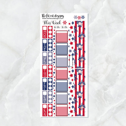 4th of July Independence Day Patriotic Planner Stickers for the Hobonichi Weeks