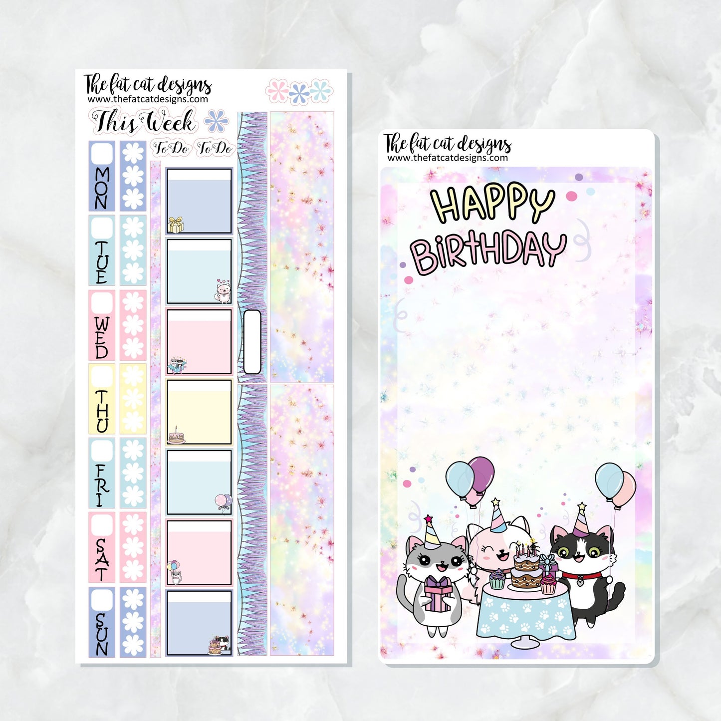 Flora's Birthday Bash Celebration Planner Stickers Hobonichi Weeks