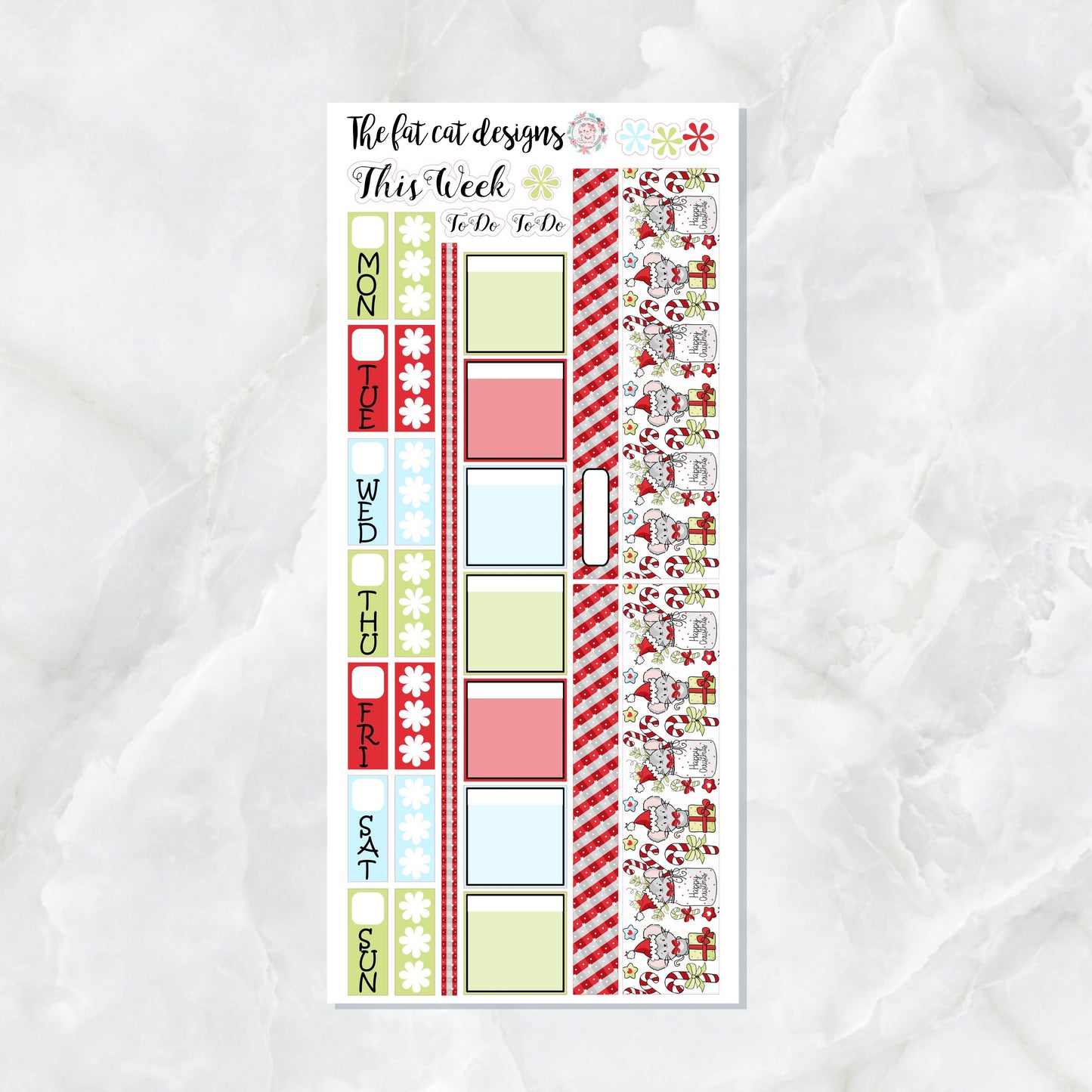 Jolly Christmas Mouse Planner Stickers for the Hobonichi Weeks