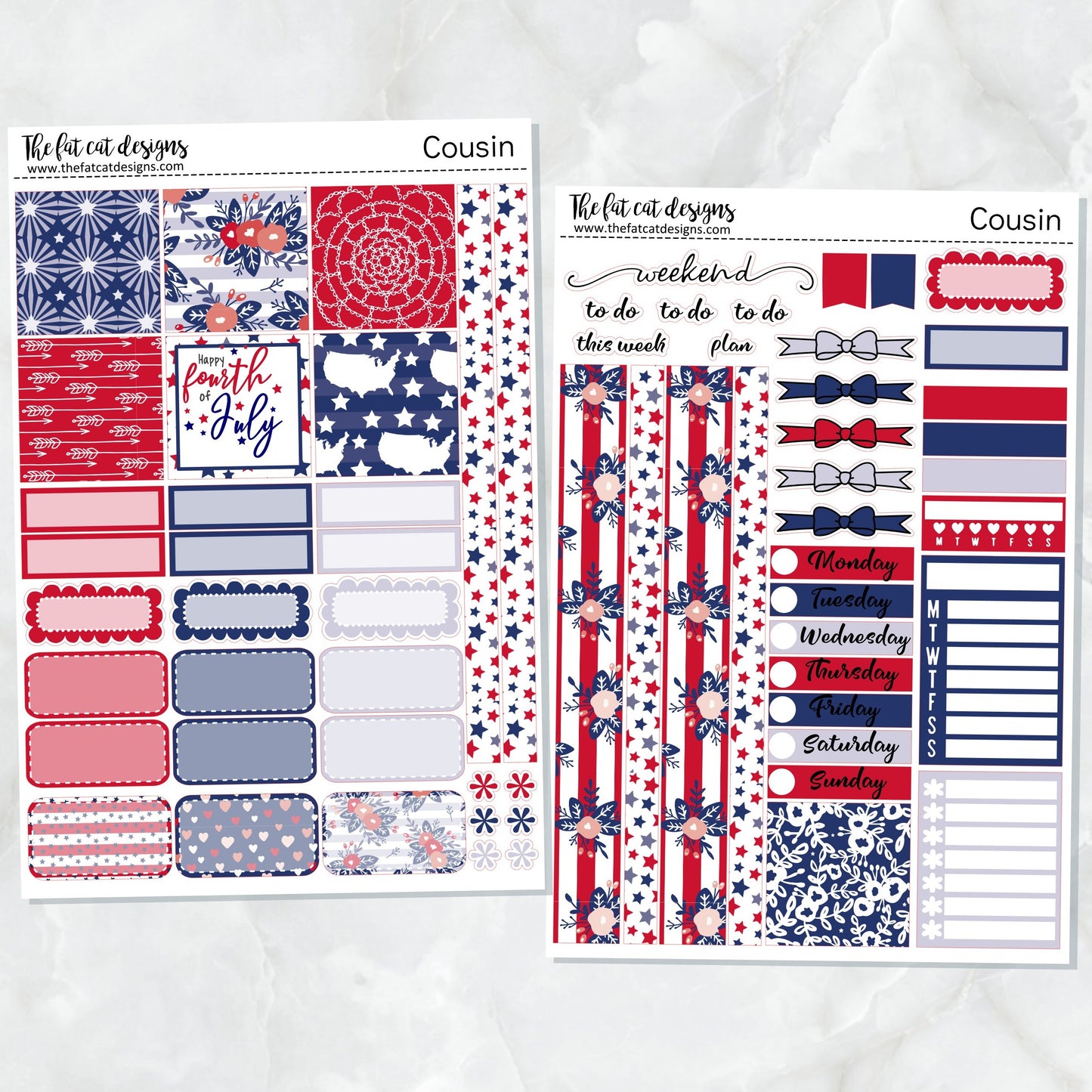 4th of July Independence Day Patriotic Planner Stickers Hobonichi Cousin