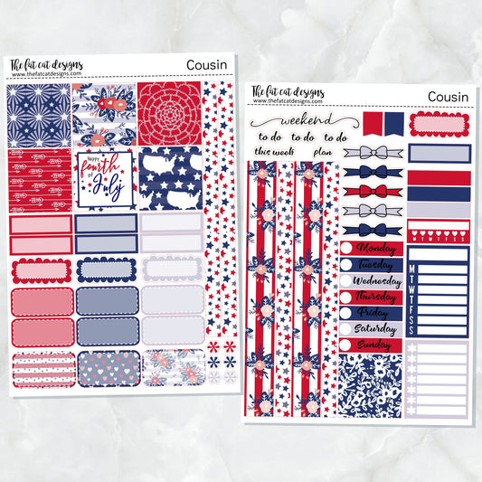 4th of July Independence Day Patriotic Planner Stickers Hobonichi Cousin