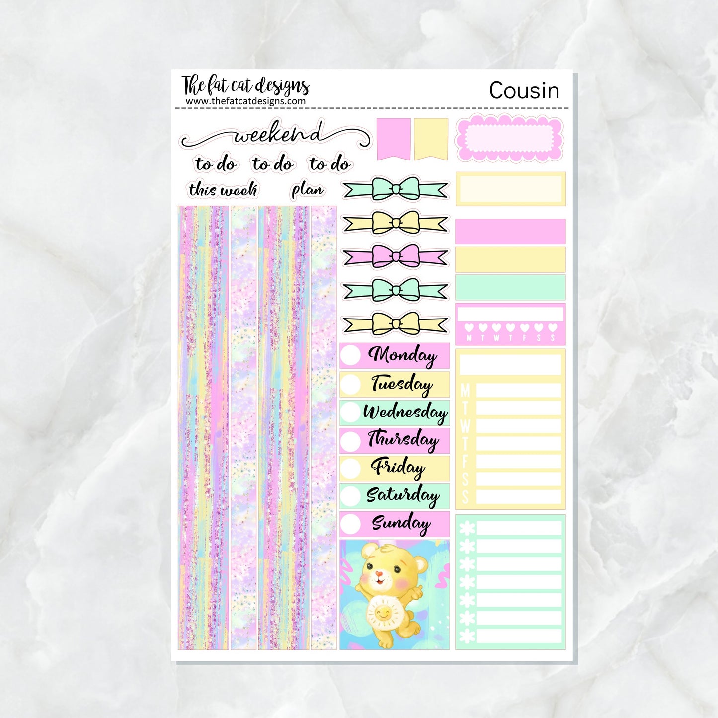 Care Bears Planner Stickers for the Hobonichi Cousin