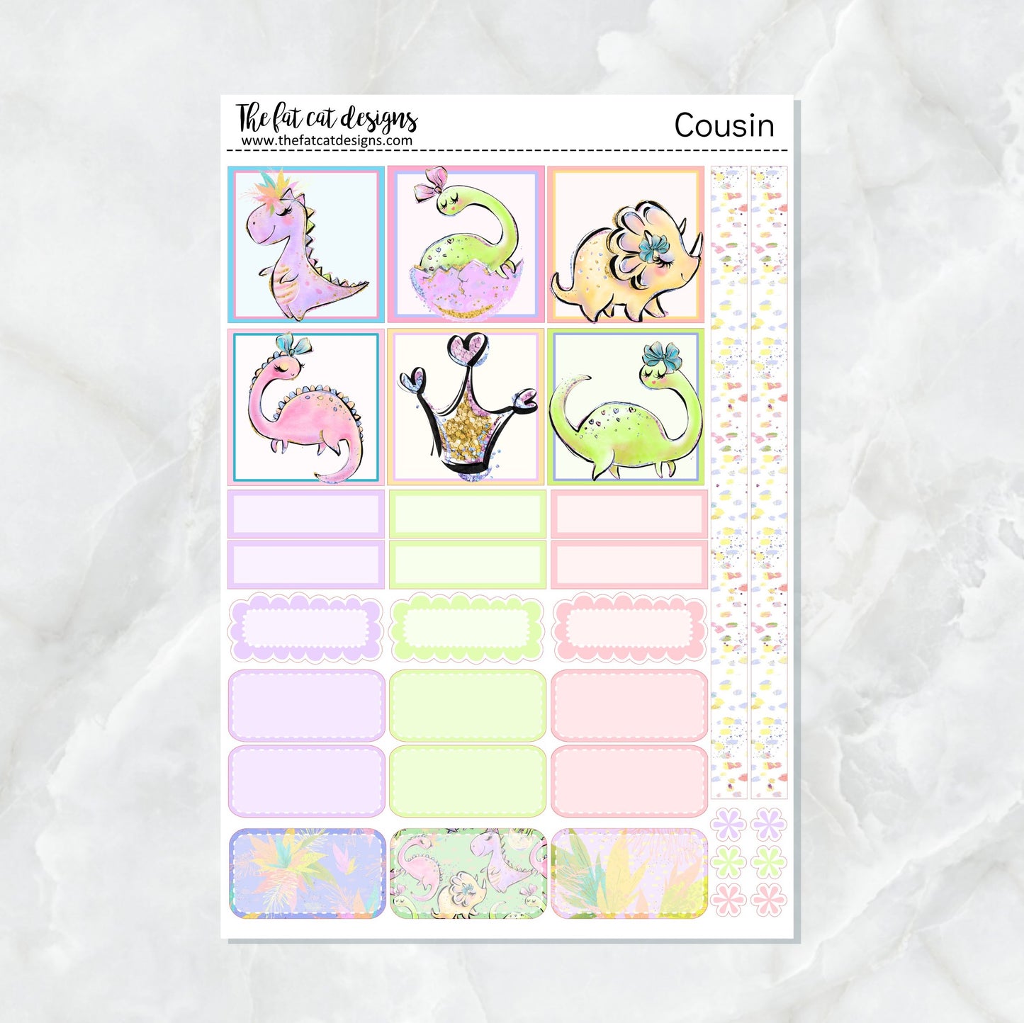 Cute Dinosaurs Weekly Planner Sticker Kit for the Hobonichi Cousin