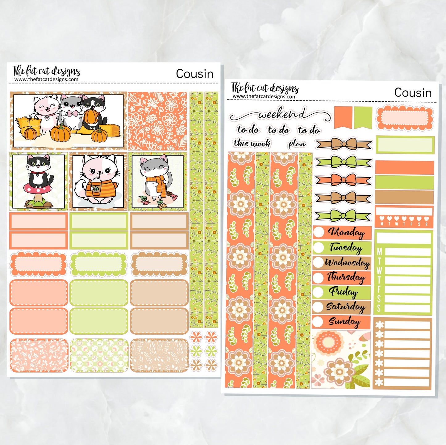 Fall Fun with Flora, Lily and Bud Planner Stickers Hobonichi Cousin