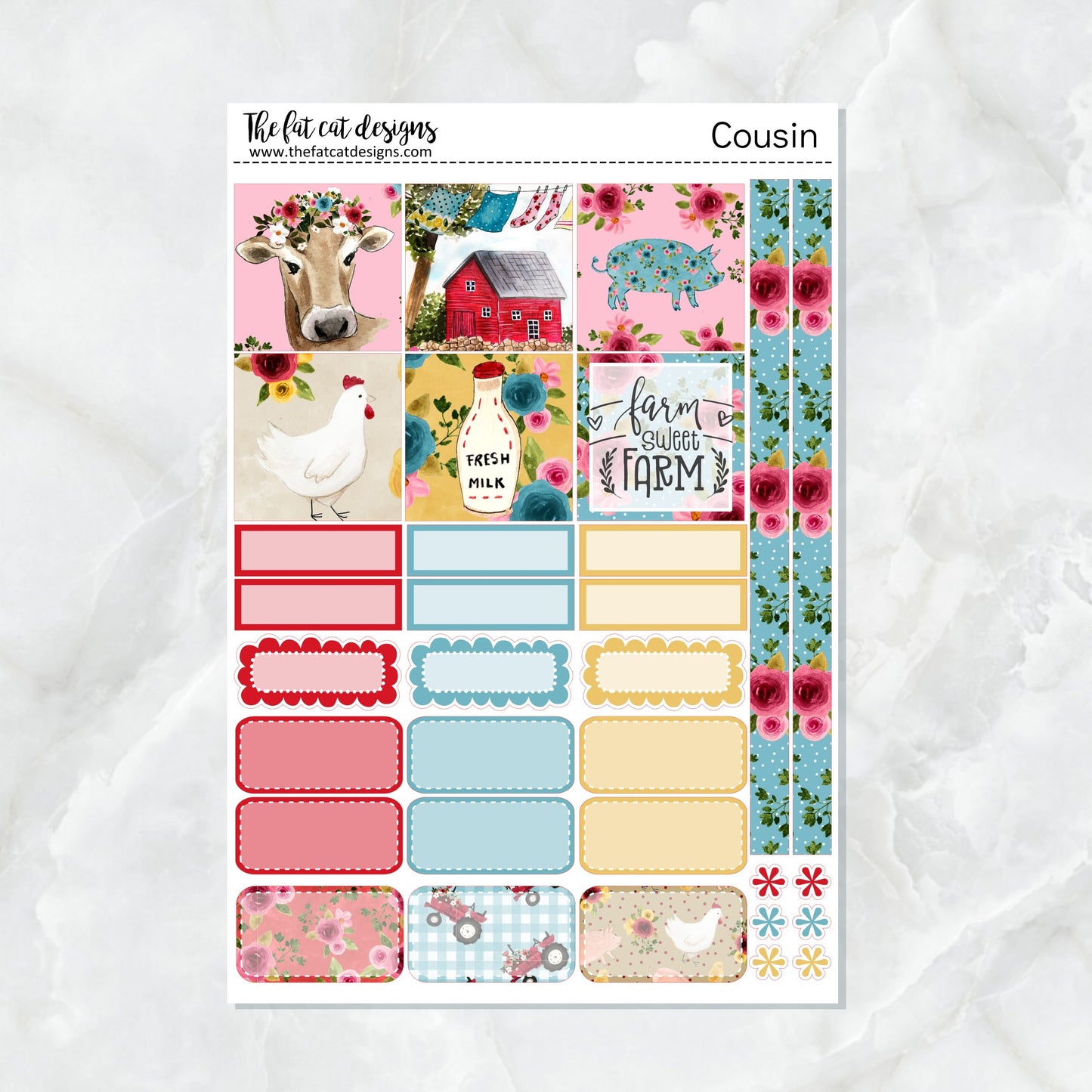 Farm Sweet Farm Weekly Planner Sticker Kit for the Hobonichi Cousin