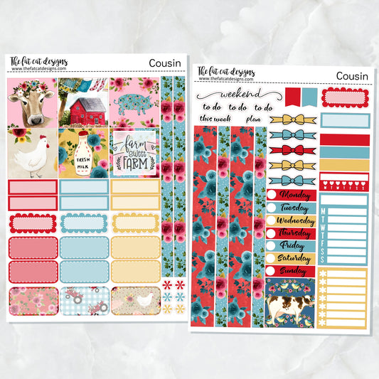 Farm Sweet Farm Weekly Planner Sticker Kit for the Hobonichi Cousin