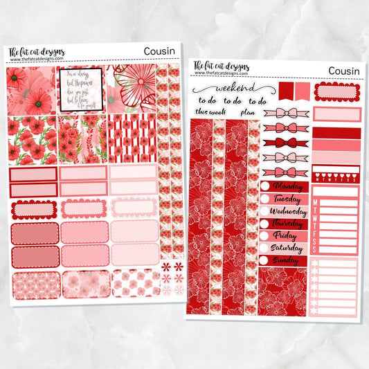 Red Poppies Planner Stickers Hobonichi Cousin