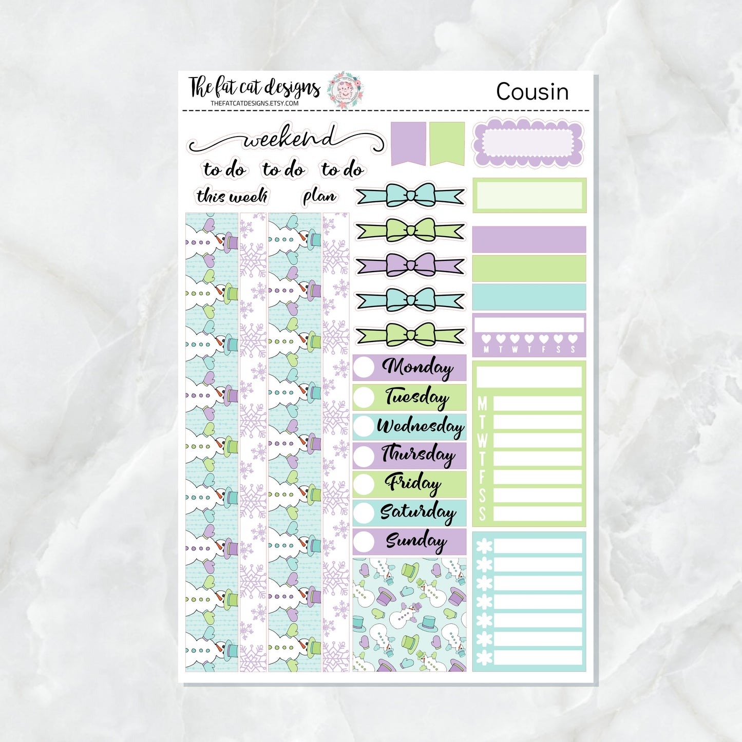 Snowman Fun Winter Planner Stickers for the Hobonichi Cousin