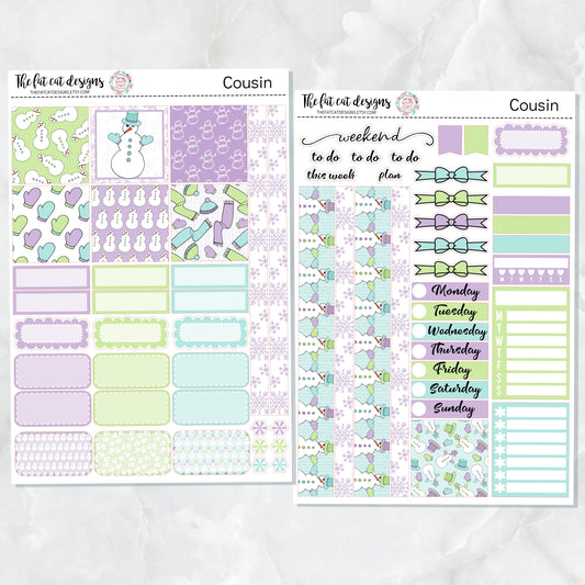 Snowman Fun Winter Planner Stickers for the Hobonichi Cousin