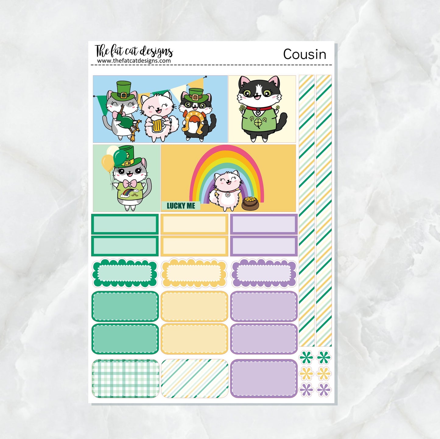 St. Patrick's Fun Cats Weekly Planner Sticker Kit for the Hobonichi Cousin