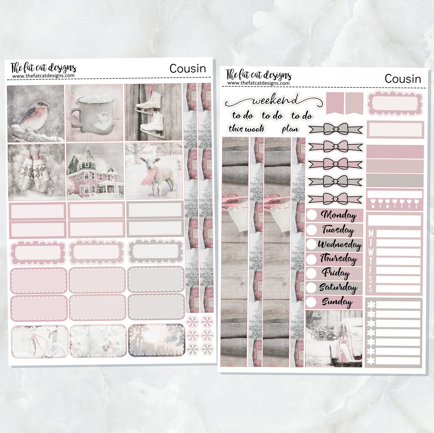 Winter on the Farm Weekly Planner Sticker Kit for the Hobonichi Cousin
