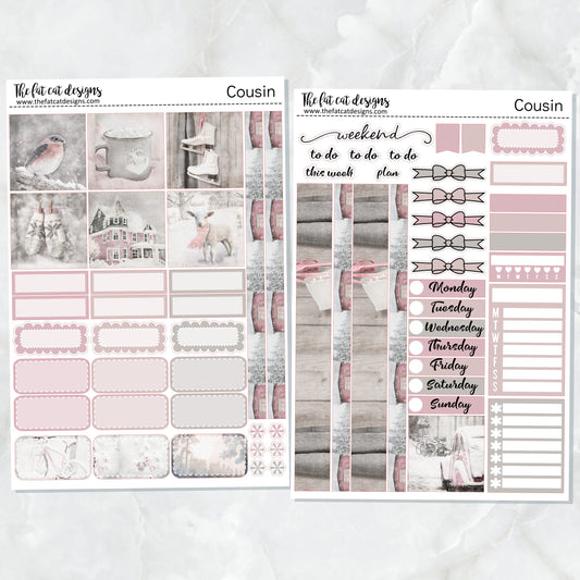 Winter on the Farm Weekly Planner Sticker Kit for the Hobonichi Cousin