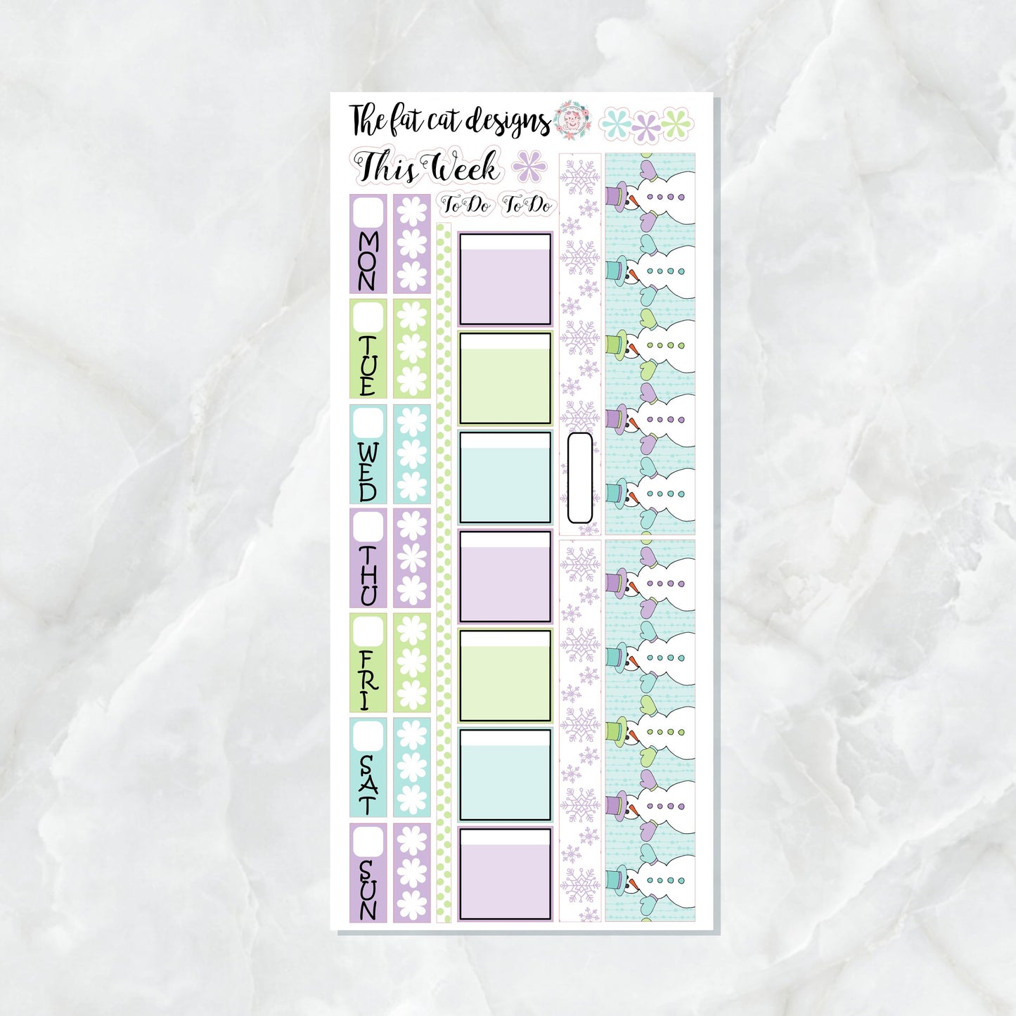 Snowman Fun Winter Planner Stickers for the Hobonichi Weeks
