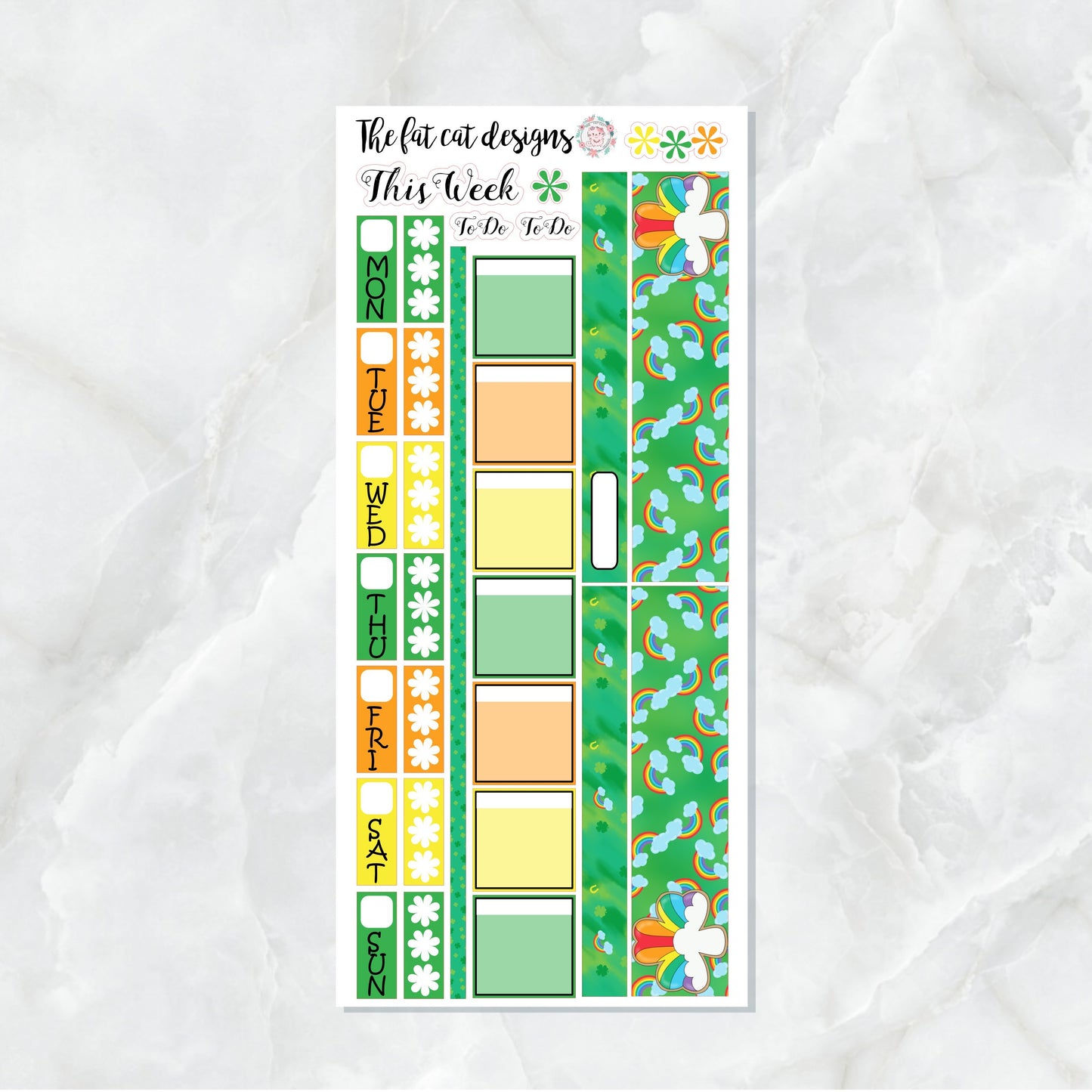 St Patrick's Day Rainbows Planner Stickers for the Hobonichi Weeks