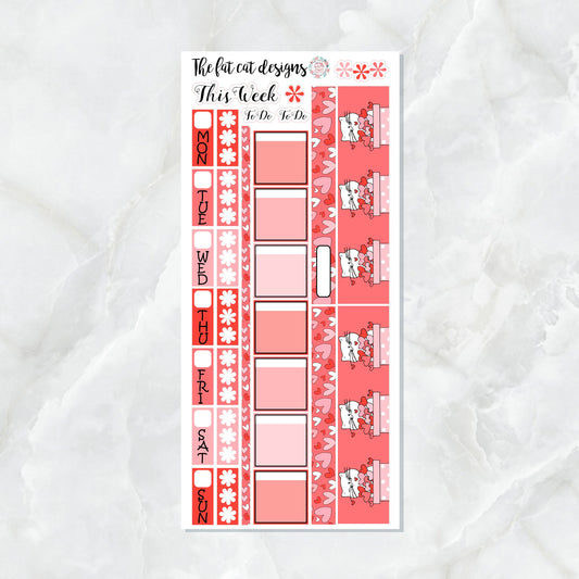 Valentine Kitty Planner Stickers for the Hobonichi Weeks