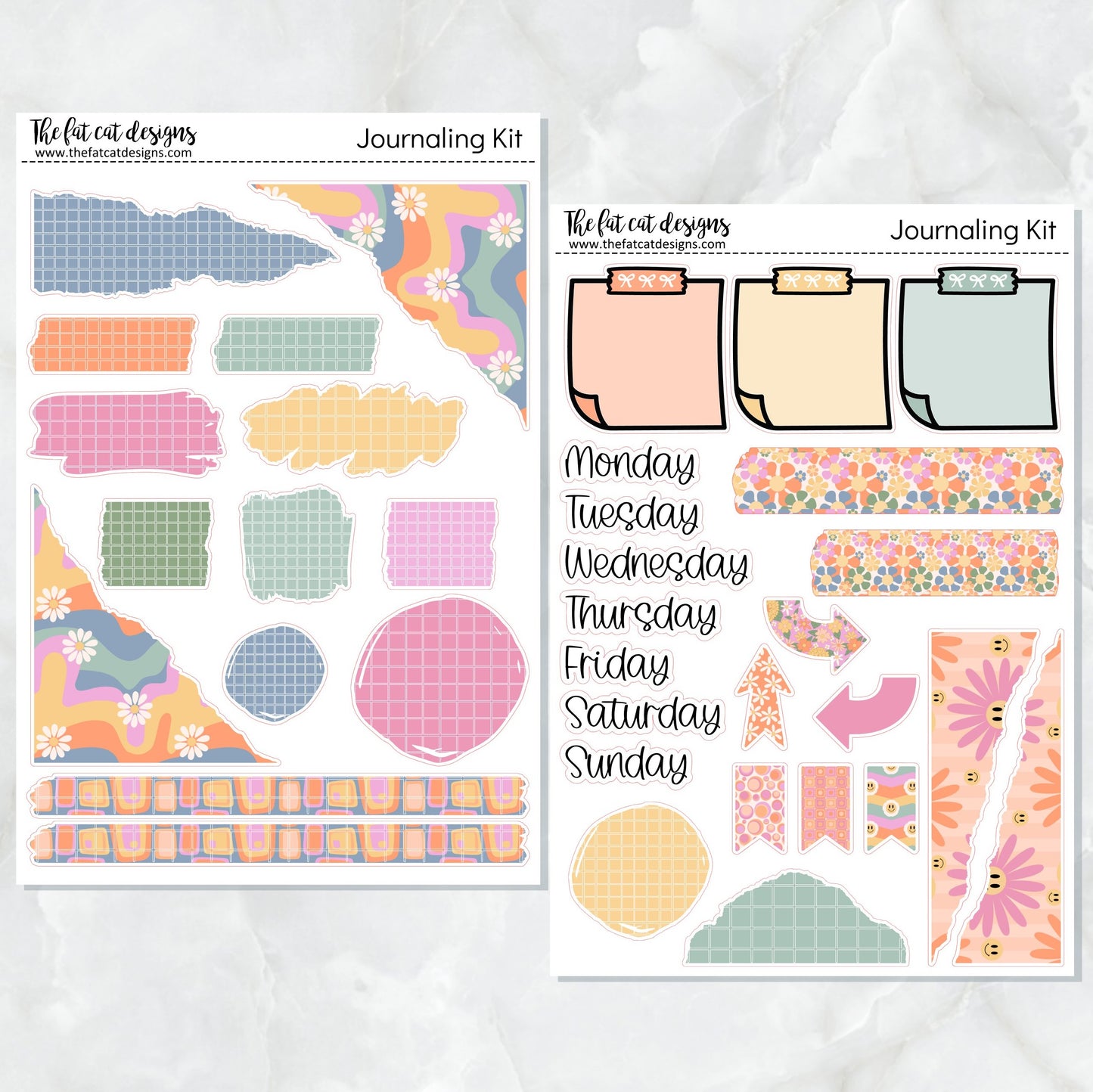 Groovy Days Journaling Kit for Hobonichi Bullet Journals Planner Stickers