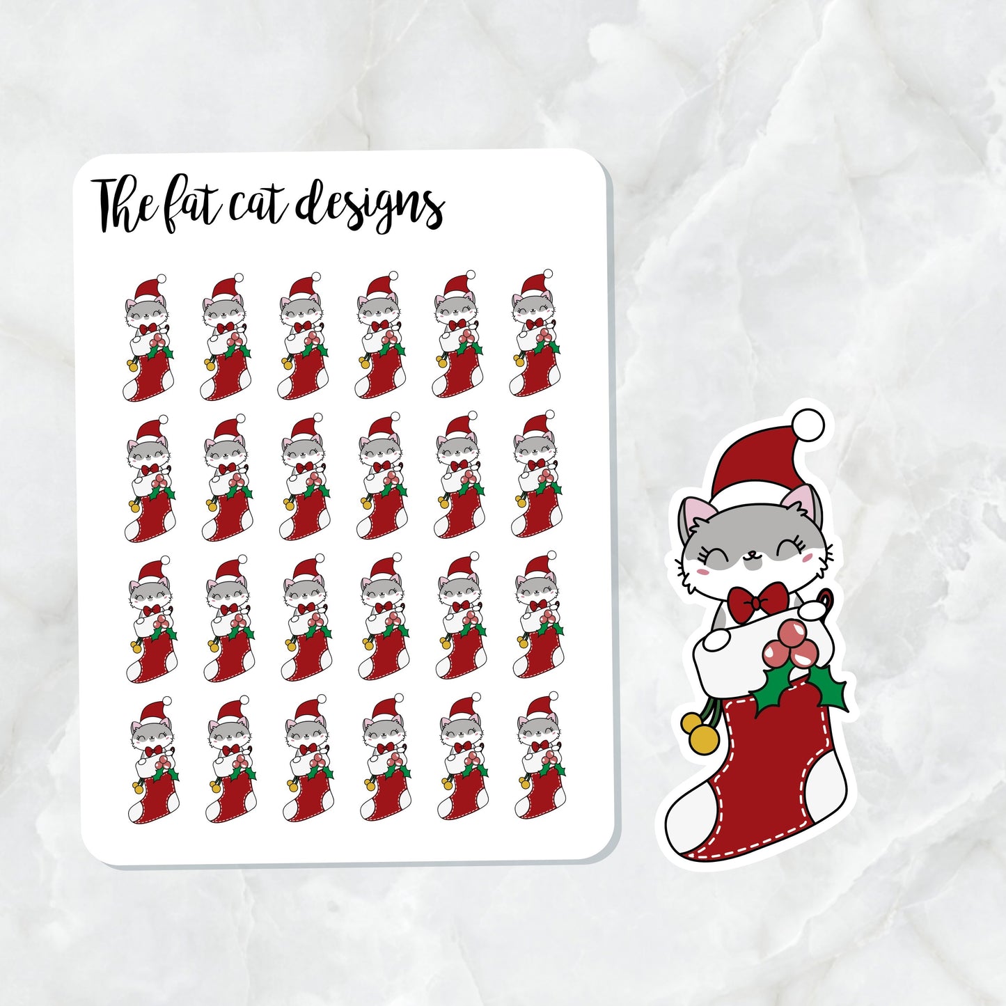 Lily in Christmas stocking Die Cut and Sticker Sheet Set for Personal Planner Happy Planner Bullet Journal Travelers Notebooks