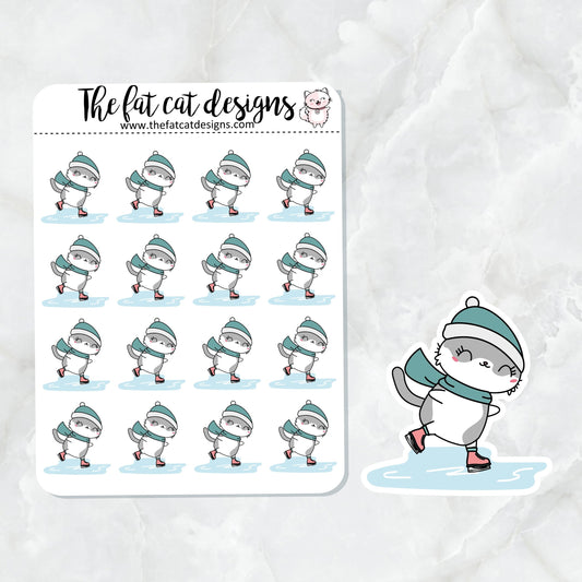 Lily loves to Ice Skate Exclusive Cat Die Cut Sticker Sheet